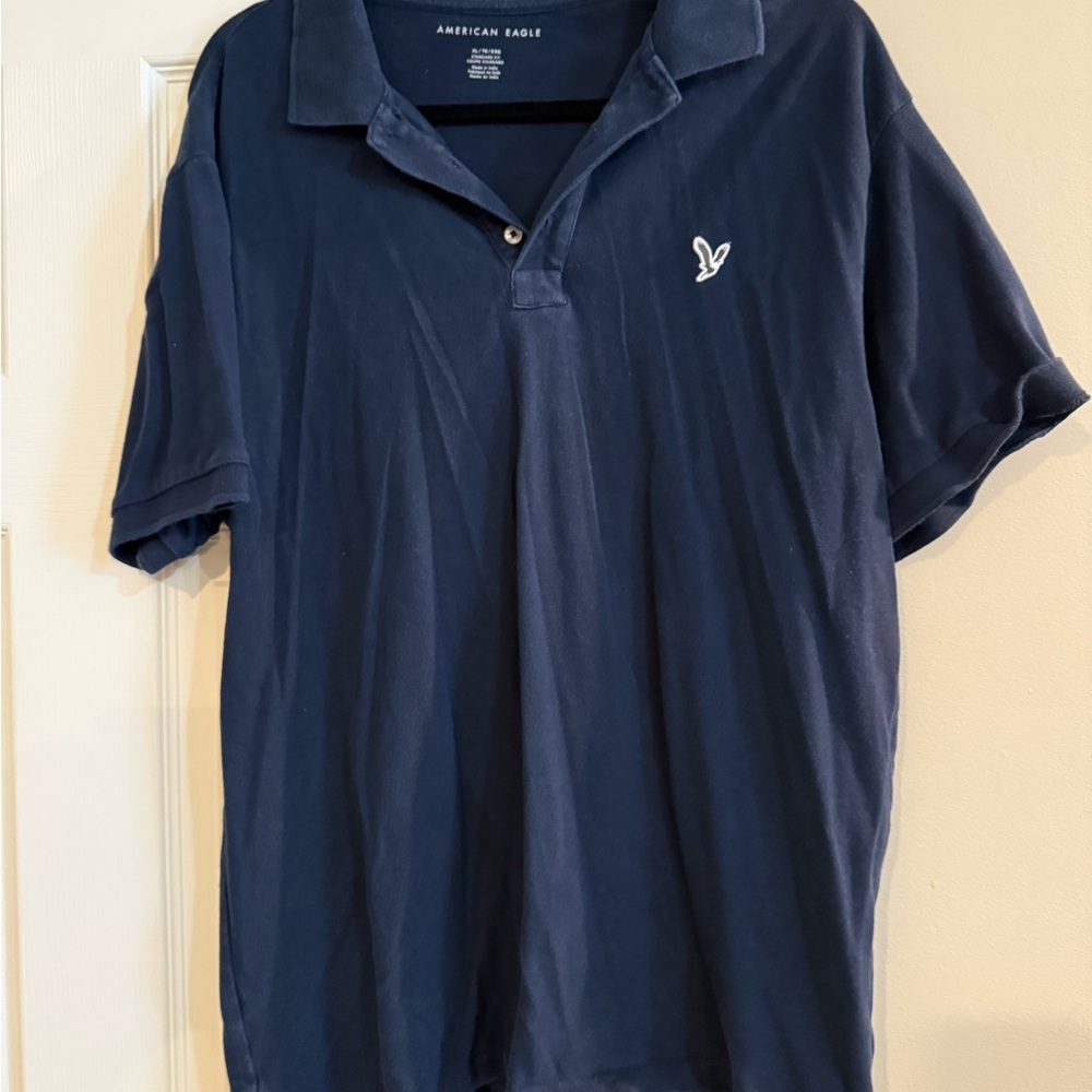 American Eagle Outfitters Blue Polo Shirt Classic Design